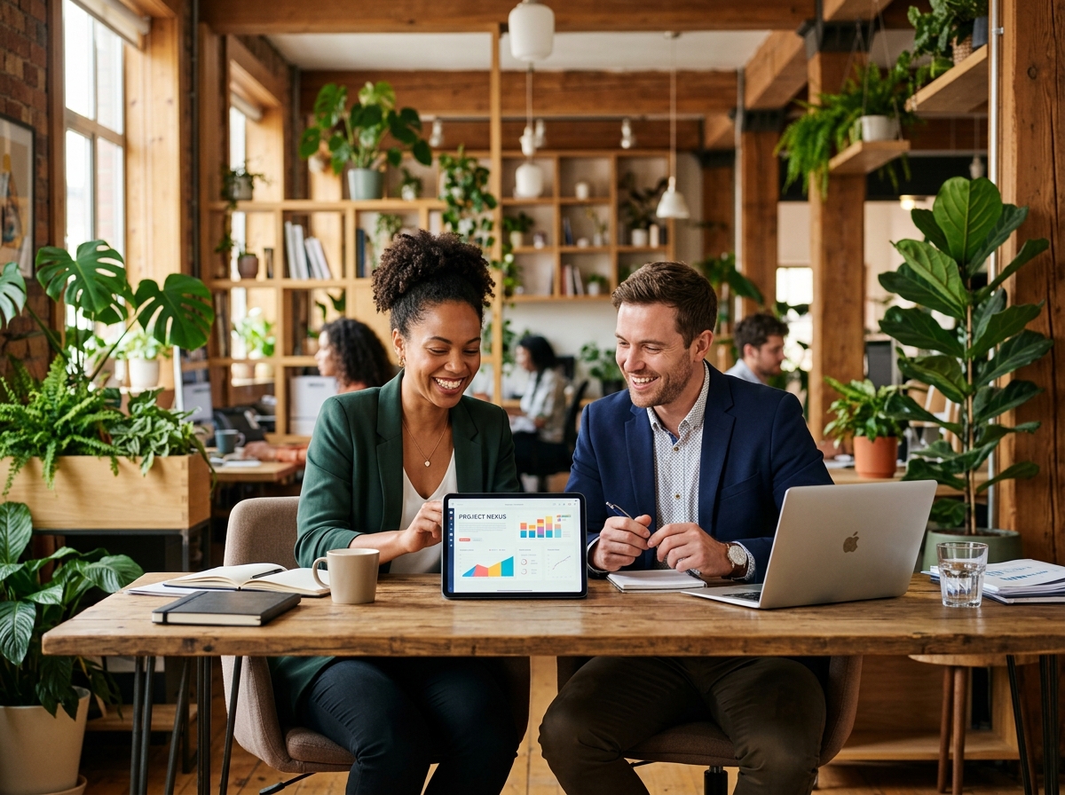 EE360° professionals collaborating in an open modern office environment